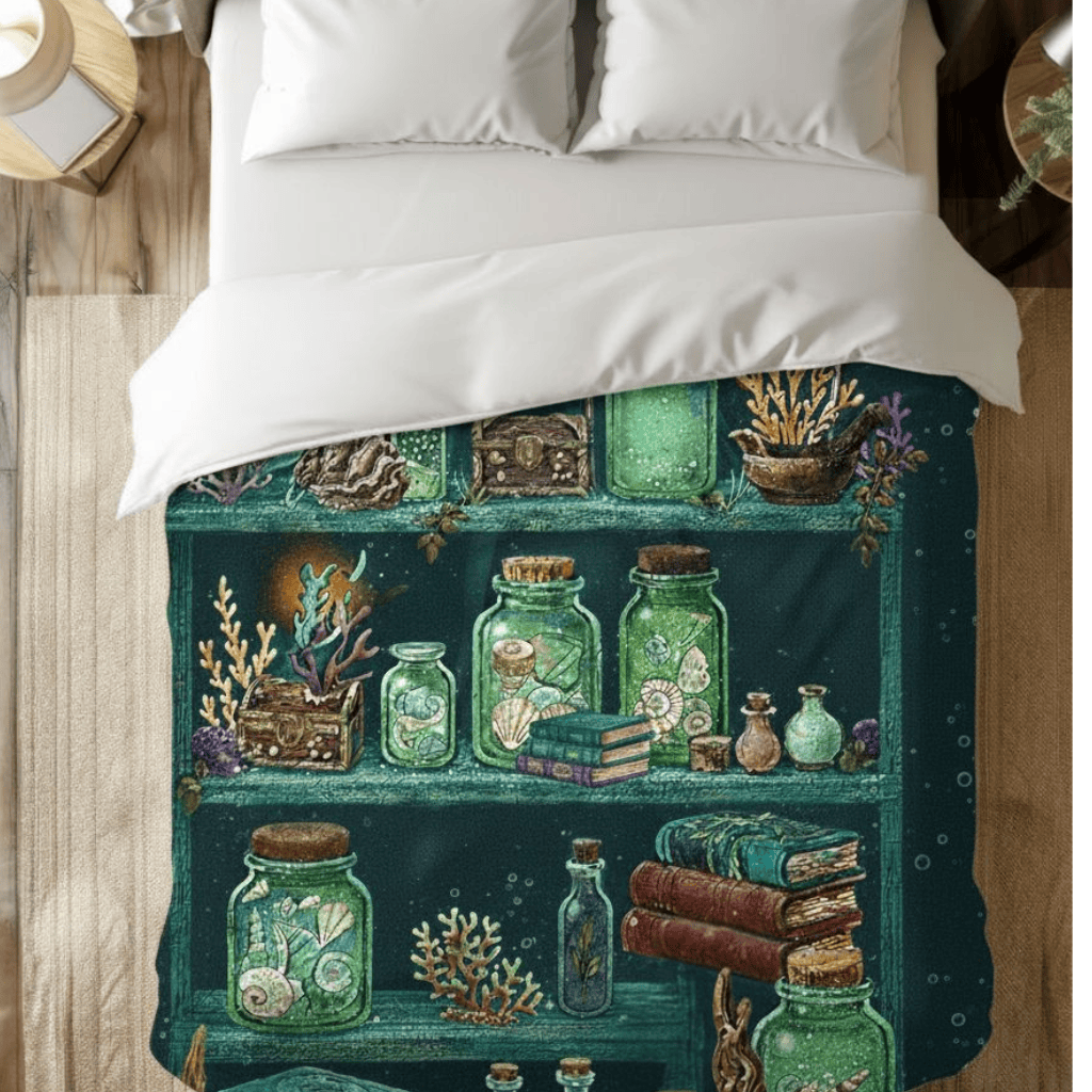 Mountains & Mermaids Mermaid's Bookshelf Plush Blanket