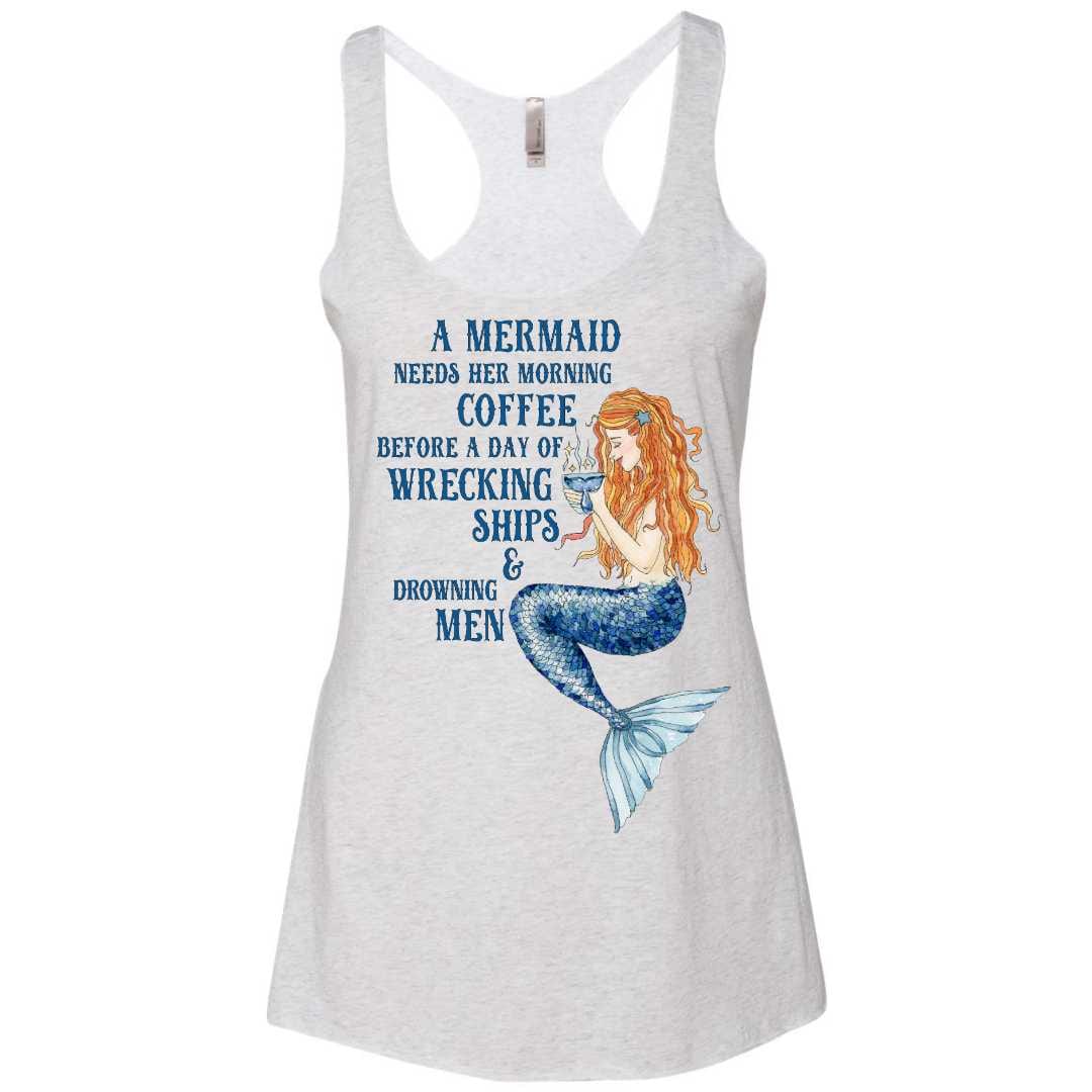 Mountains & Mermaids Mermaid's Brew Racerback Tank (Heather White)
