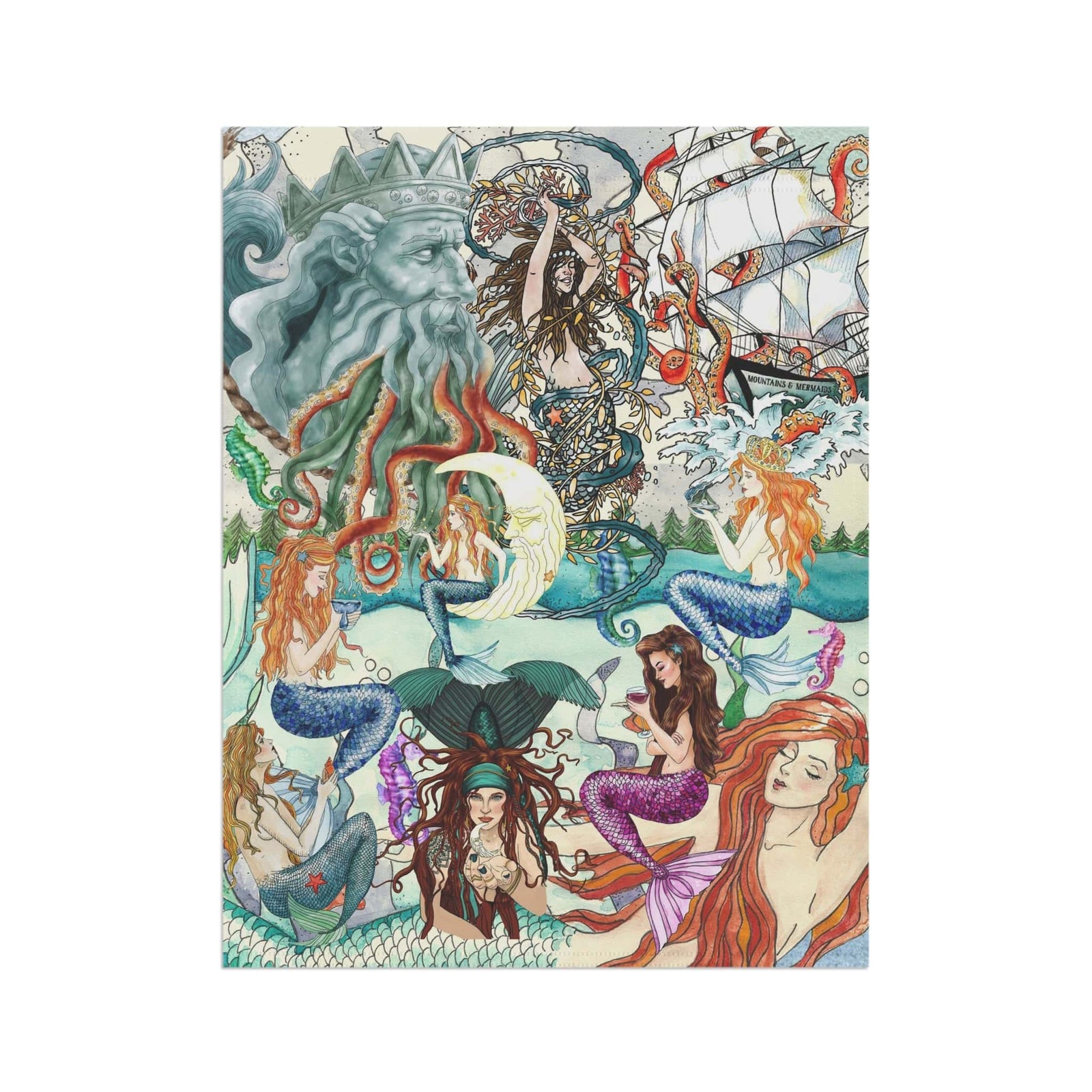 Mountains & Mermaids Mermaid Tribe Flag 24.5'' × 32'' 22375422388936143725