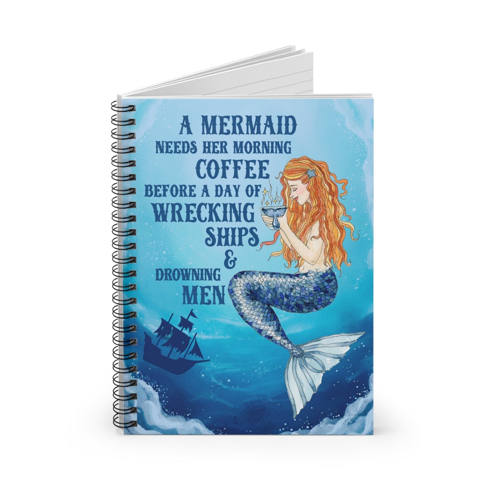 Mountains & Mermaids Mermaids Brew Coffee Spiral Notebook - Ruled Line One Size 24224260277651724340