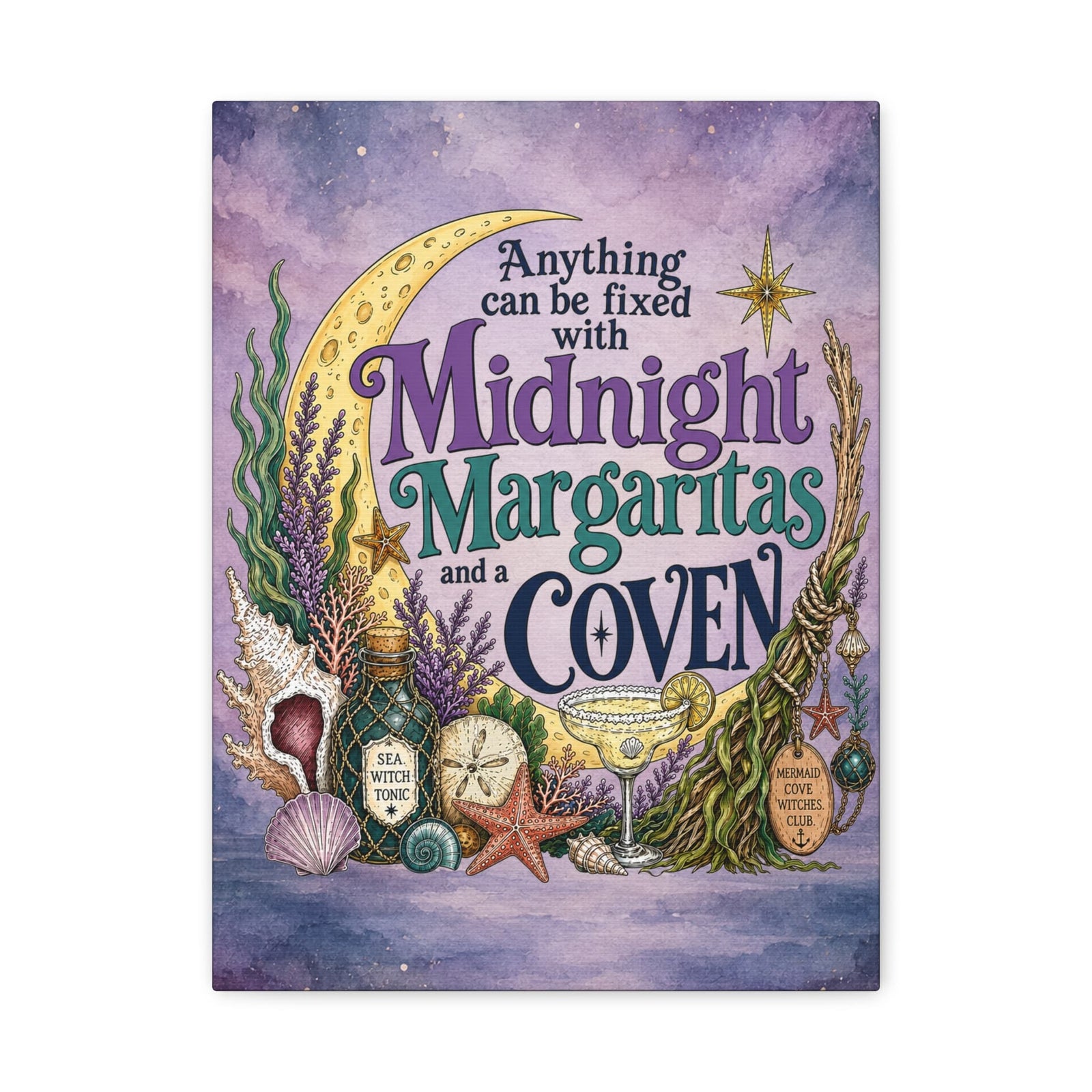 Mountains & Mermaids Midnight Margaritas & a Coven Matte Canvas Wall Art 12″ x 16″ (Vertical) / 1.25" 14912334898073428135