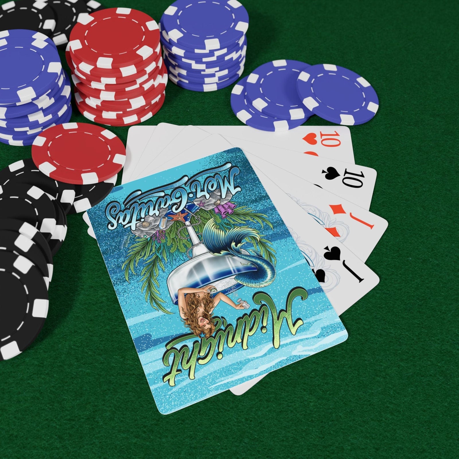 Mountains & Mermaids Midnight Mergarita Playing Cards 2.5" x 3.5" / White / Semi Glossy 16659273913575710846