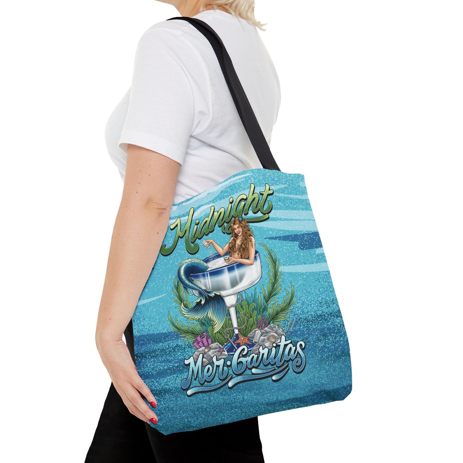 Mountains & Mermaids Midnight Mergaritas Market Tote 18" × 18'' / Black 27669997740319366618