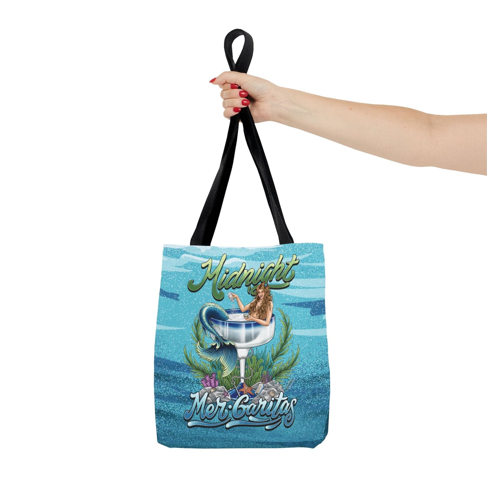 Mountains & Mermaids Midnight Mergaritas Market Tote 18" × 18'' / Black 27669997740319366618