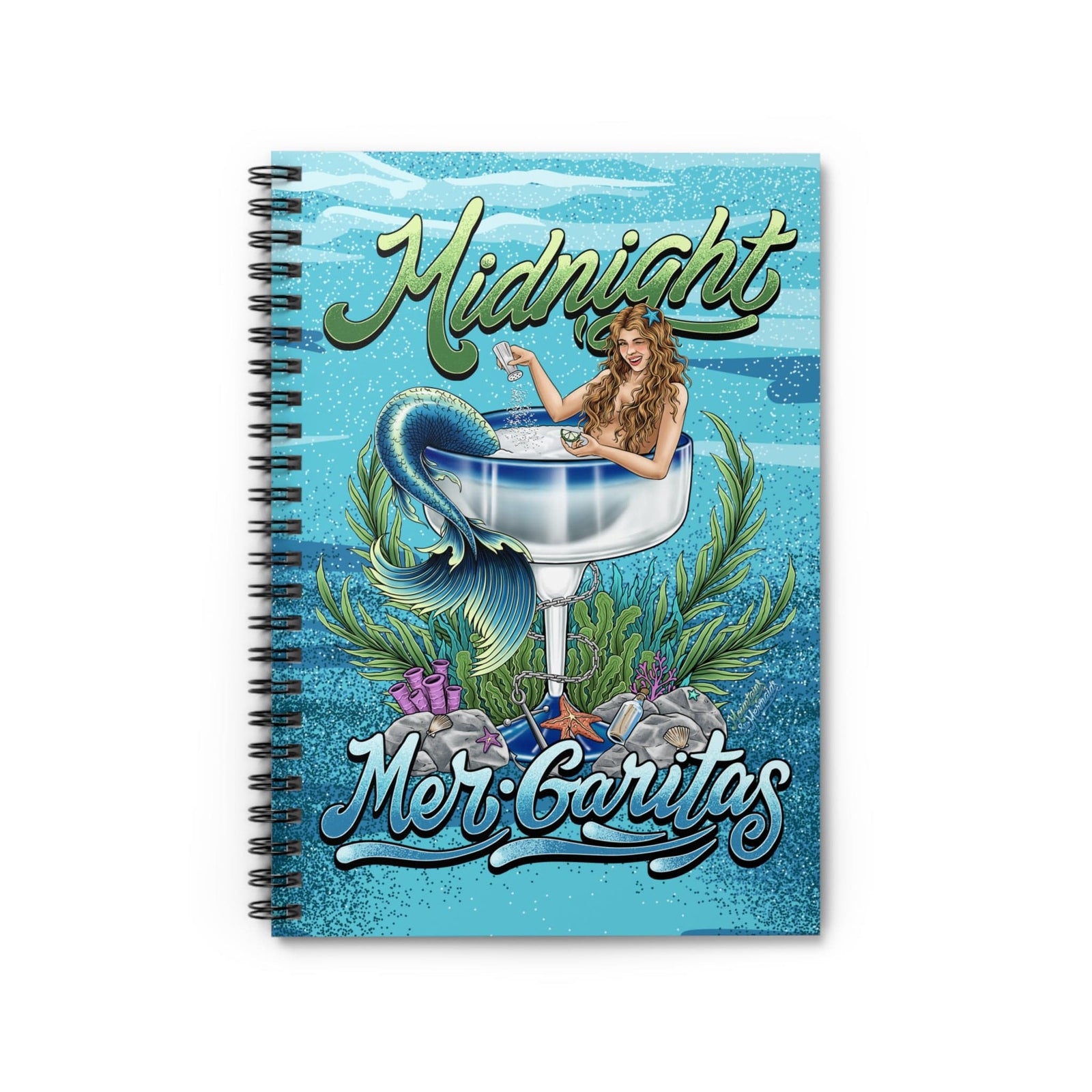 Mountains & Mermaids Midnight Mergaritas Spiral Notebook - Ruled Line One Size 27999915428047777457