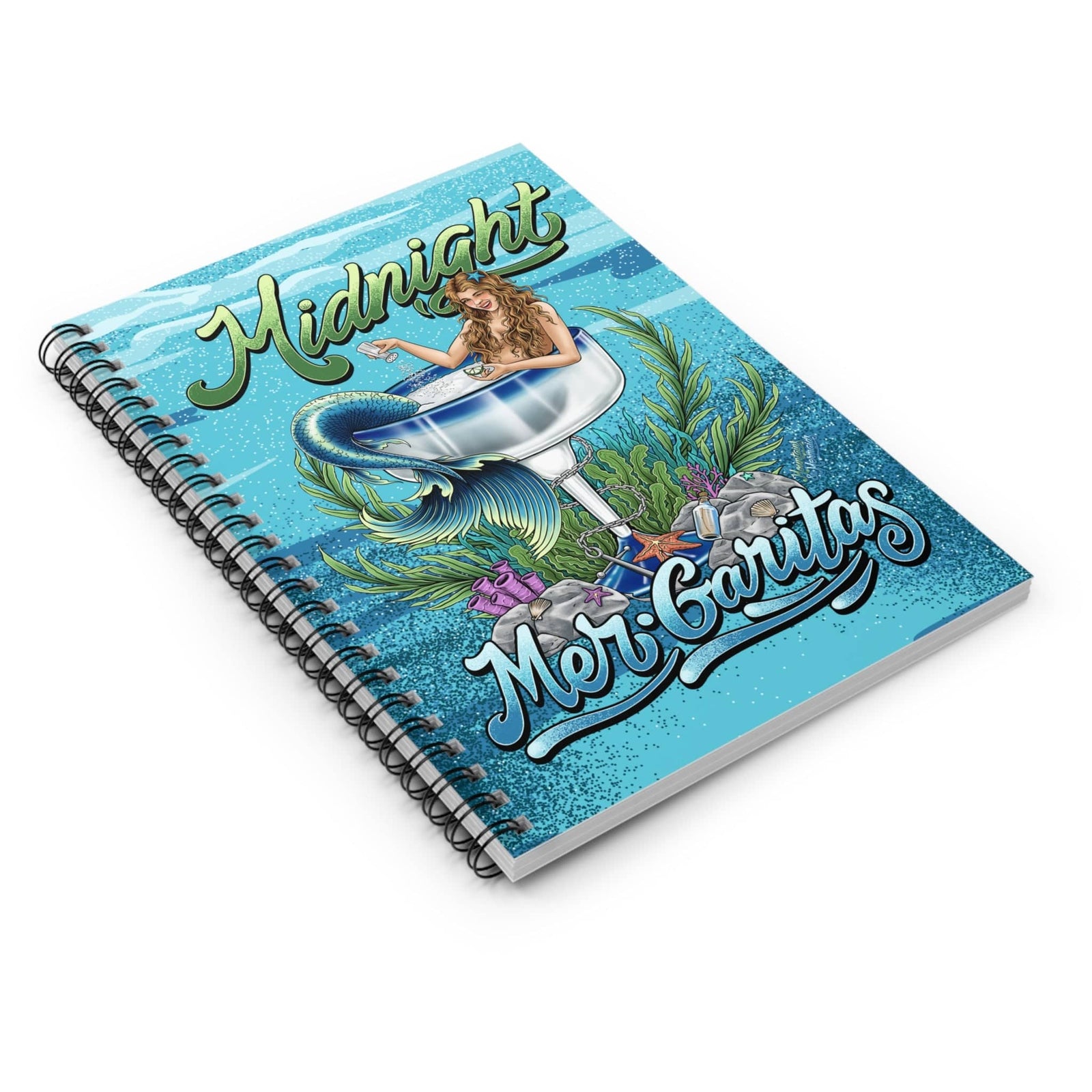 Mountains & Mermaids Midnight Mergaritas Spiral Notebook - Ruled Line One Size 27999915428047777457