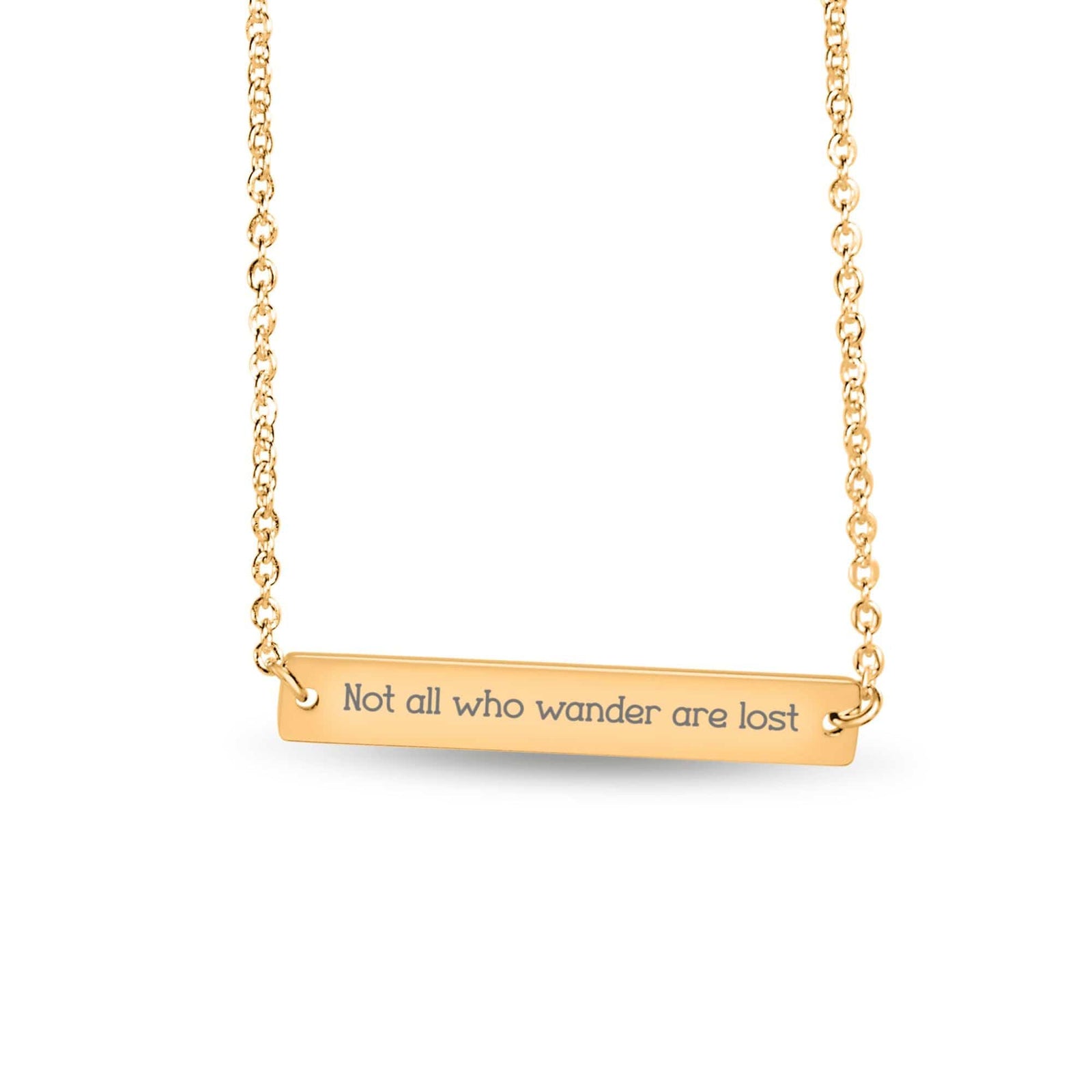 Mountains & Mermaids Not All Who Wander Are Lost Horizontal Bar Necklace 18k Gold Finish OP65PL03