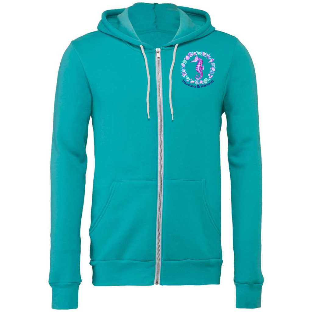 Mountains & Mermaids Ocean Soul Fleece Zip-Up Hoodie (Teal)
