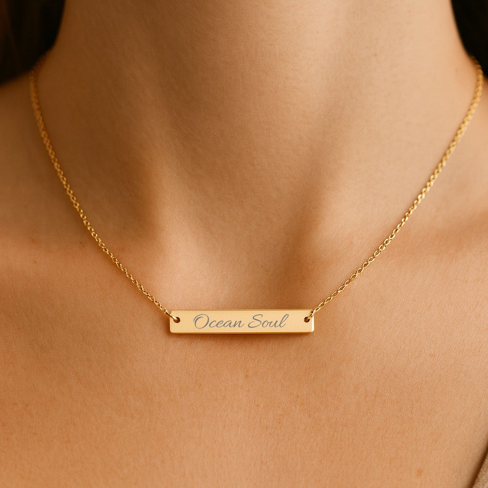 Mountains & Mermaids Ocean Soul Horizontal Bar Necklace