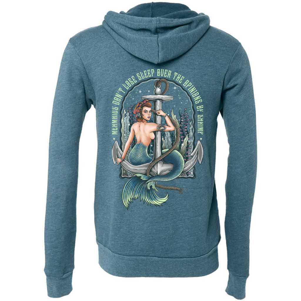 Mountains & Mermaids Rosie The Riveter Fleece Zip Hoodie (Deep Teal) Small MM3345