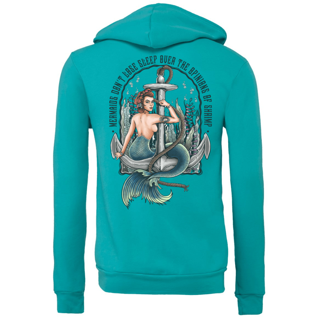 Mountains & Mermaids Rosie The Riveter Fleece Zip Hoodie (Teal) Small MM3351