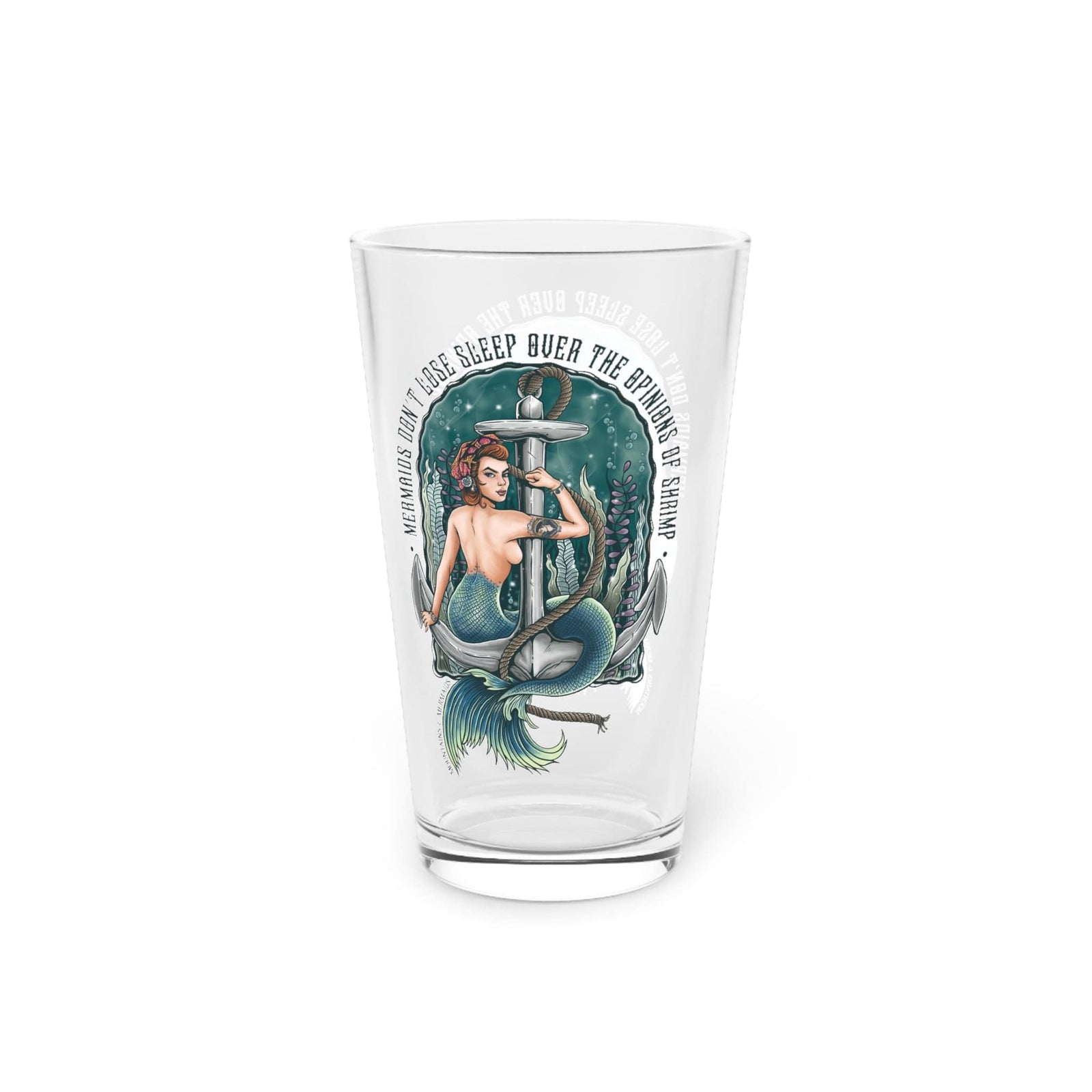 Mountains & Mermaids Rosie The Riveter Pint Glass, 16oz 16oz 54331703901224073957