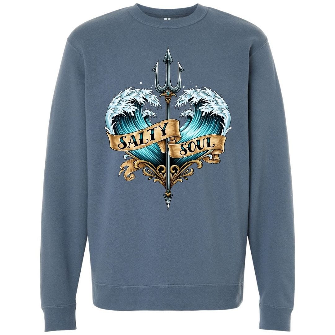 Mountains & Mermaids Salty Soul Crewneck Sweatshirt Small / Storm