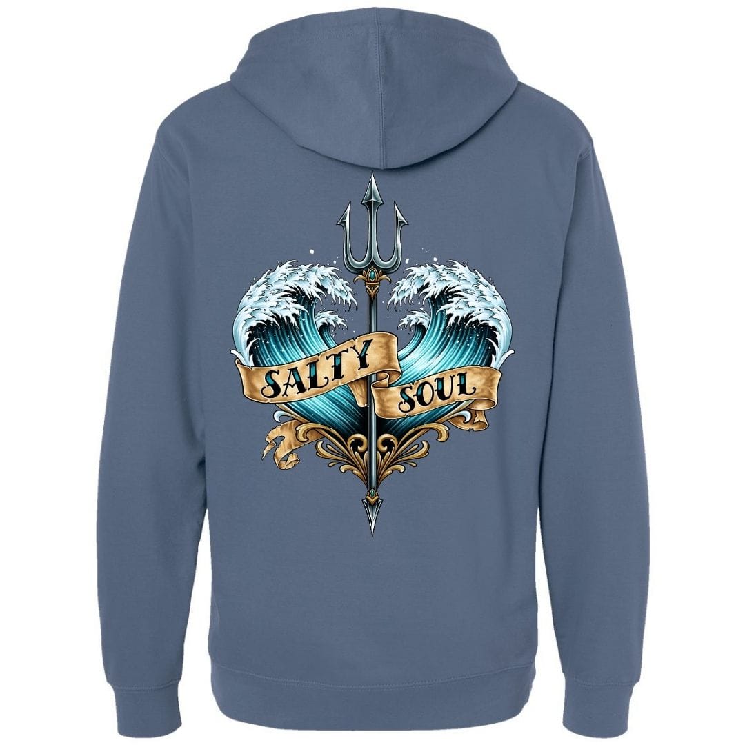 Mountains & Mermaids Salty Soul Pullover Hoodie Small / Storm