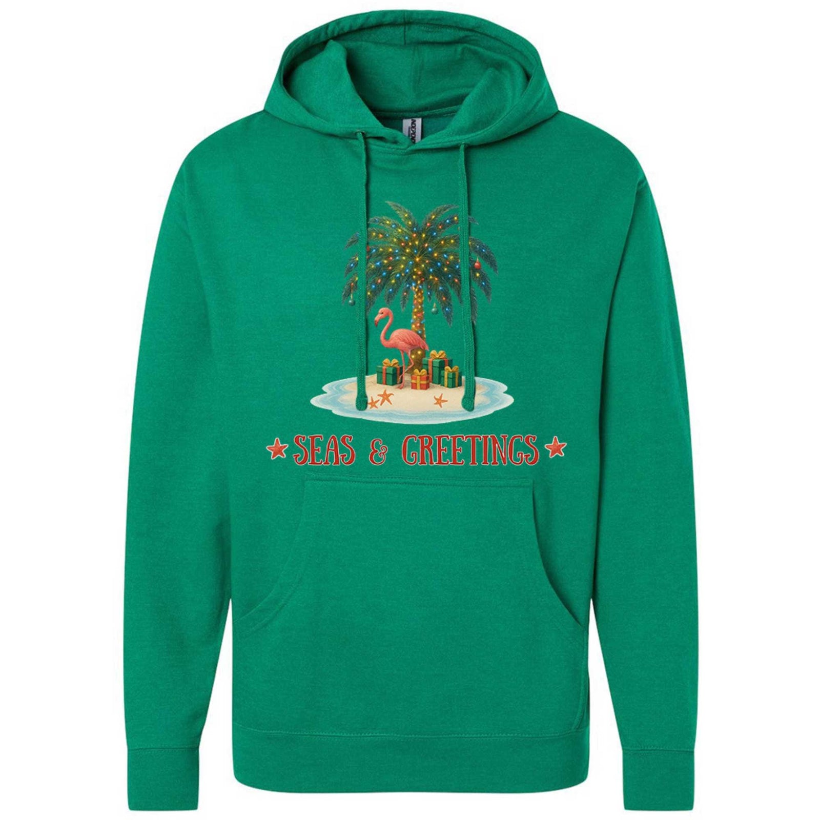 Mountains & Mermaids Seas & Greetings Pullover Hoodie Small / Heather Green