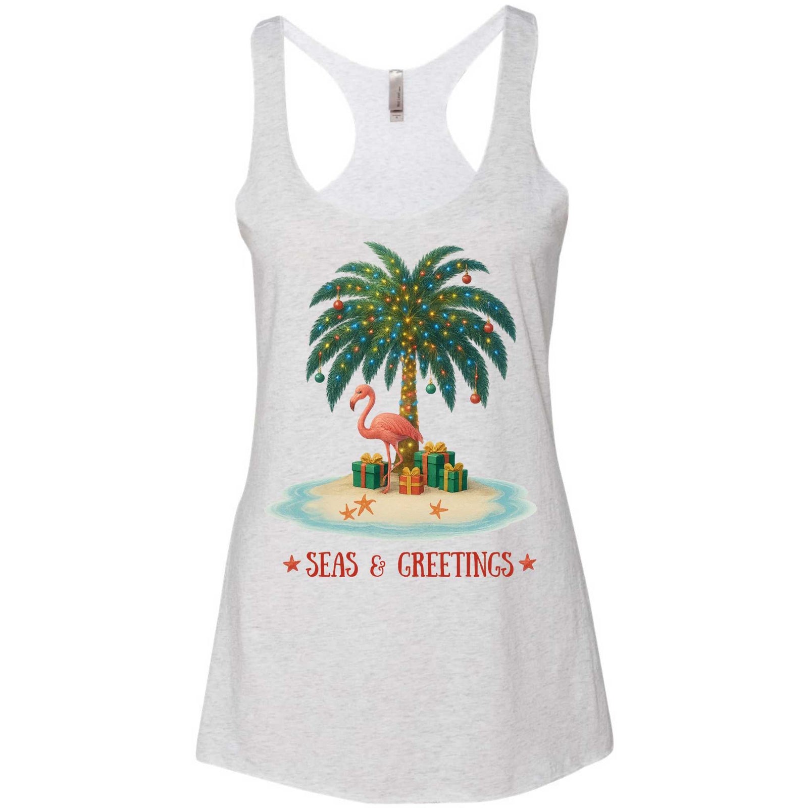 Mountains & Mermaids Seas & Greetings Racerback Tank Small / Heather White