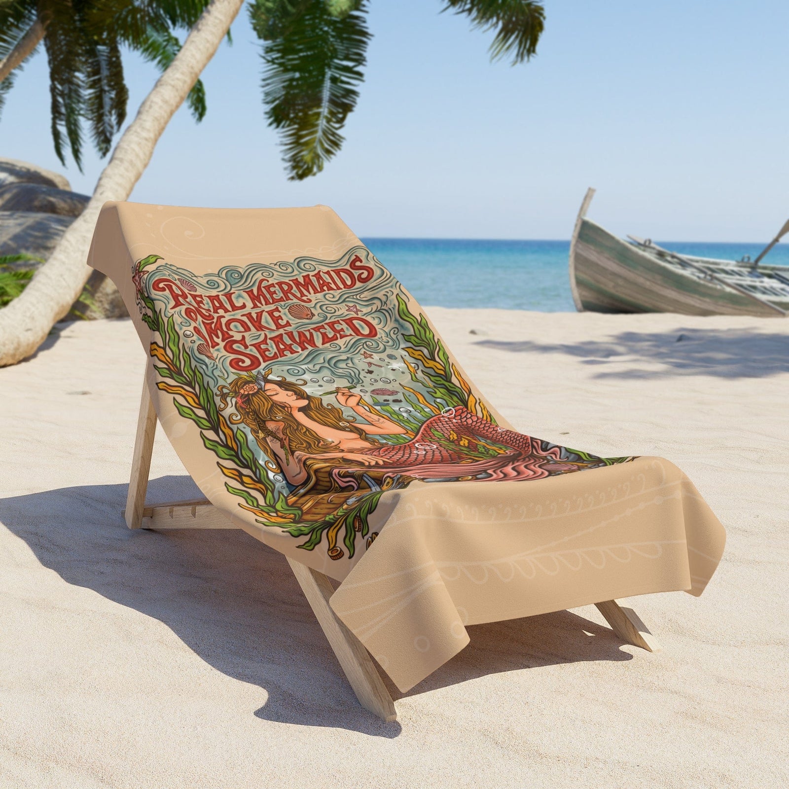 Mountains & Mermaids Seaweed Siren Beach Towel 36" × 72" 22478904849434588067