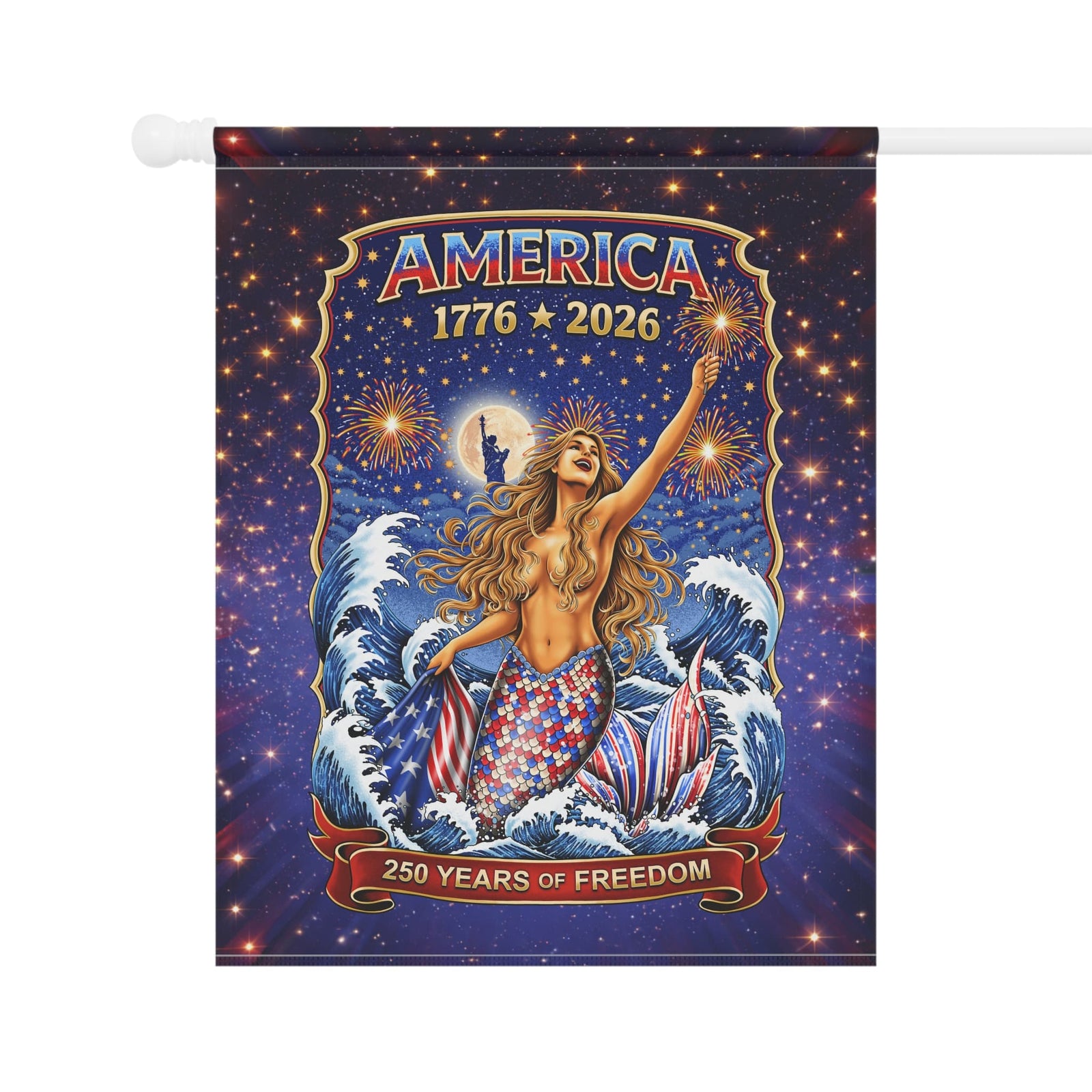 Mountains & Mermaids Star-Spangled Mermaid America 250 House Flag 24.5'' × 32'' 18809647823753726214