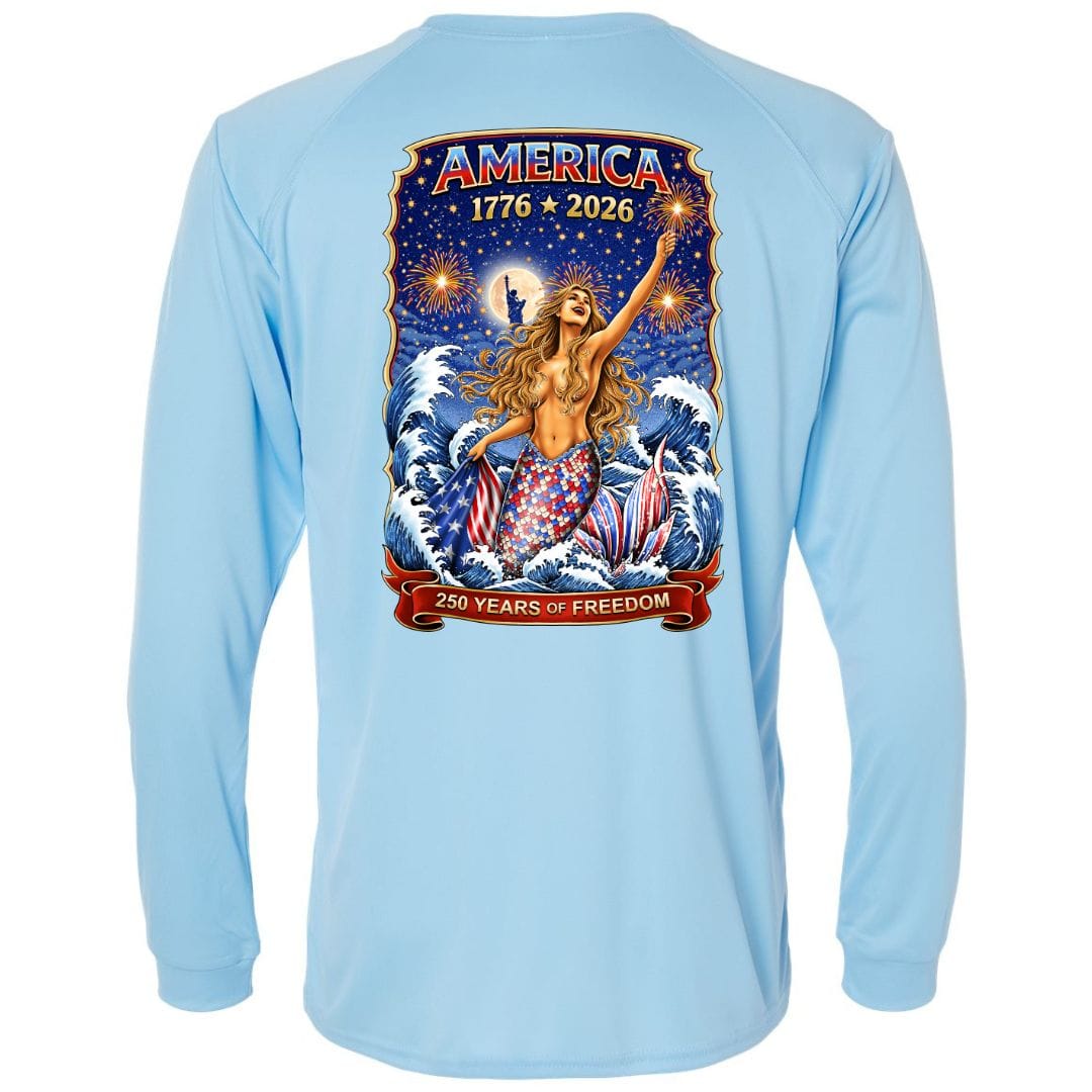 Mountains & Mermaids Star Spangled Mermaid Performance Sun Shirt Small / Blue Mist