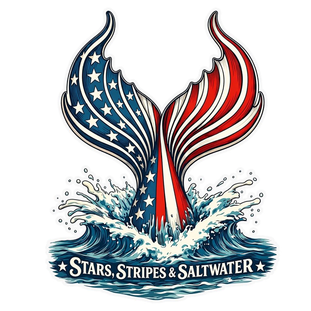 Mountains & Mermaids Stars, Stripes & Saltwater Decal