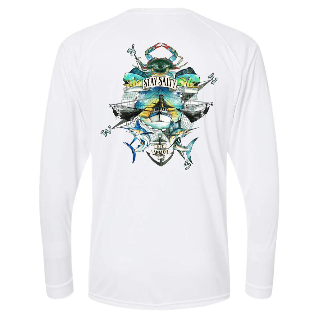 Mountains & Mermaids Stay Salty Performance Sun Shirt Small / White MM2494