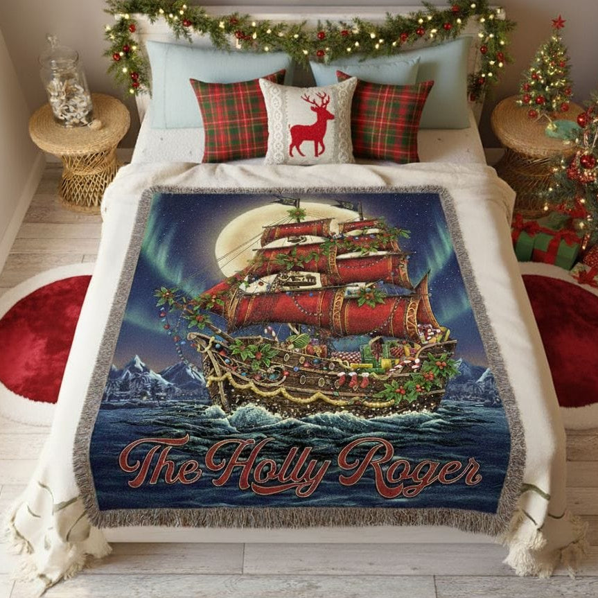 Mountains & Mermaids The Holly Roger Woven Blanket