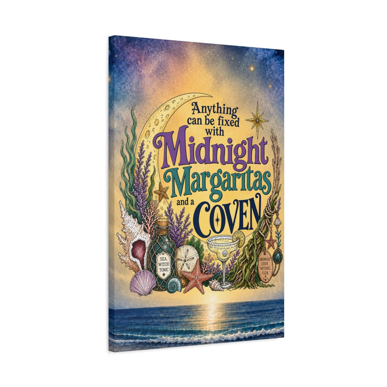 Mountains & Mermaids The Mermaid Coven (Moonlit Ocean) Canvas Wall Art