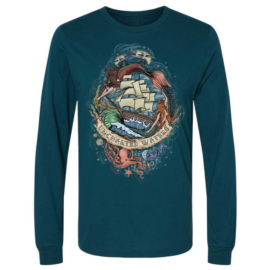 Mountains & Mermaids Uncharted Waters Long Sleeve T-Shirt (Atlantic) Small MM3849