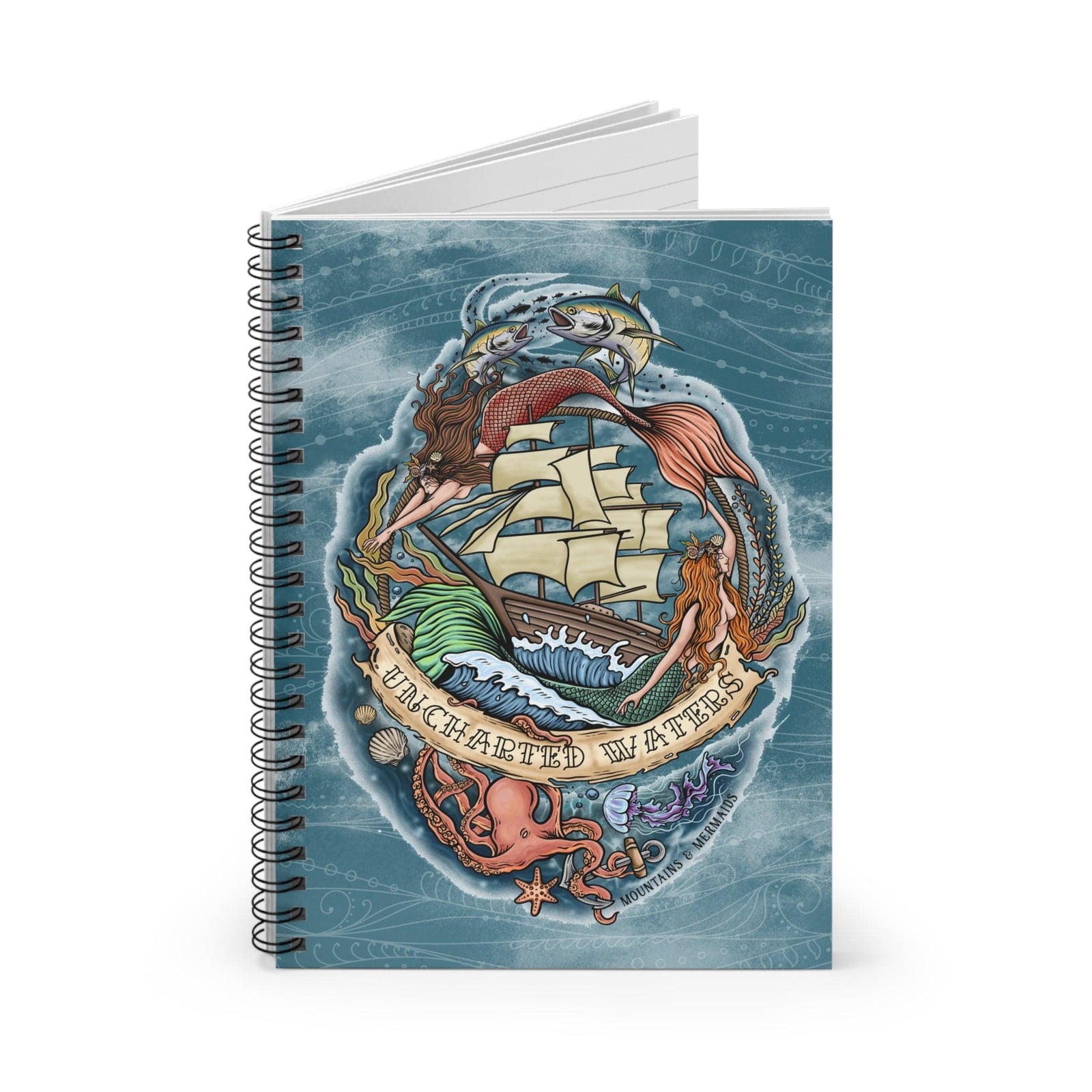 Mountains & Mermaids Uncharted Waters Spiral Notebook - Ruled Line One Size 14935781502512688318