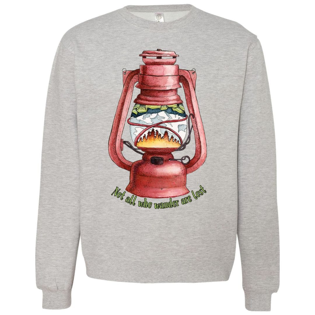 Mountains & Mermaids Wander Lantern Crewneck Sweatshirt Small / Gray
