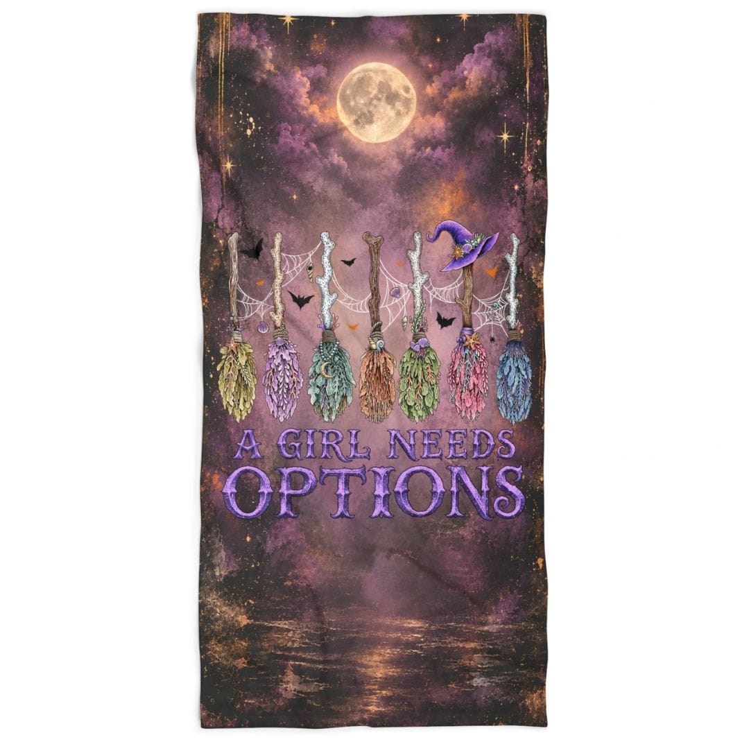 Printify A Girl Needs Options Beach Towel 36" × 72" 12891522597983665012