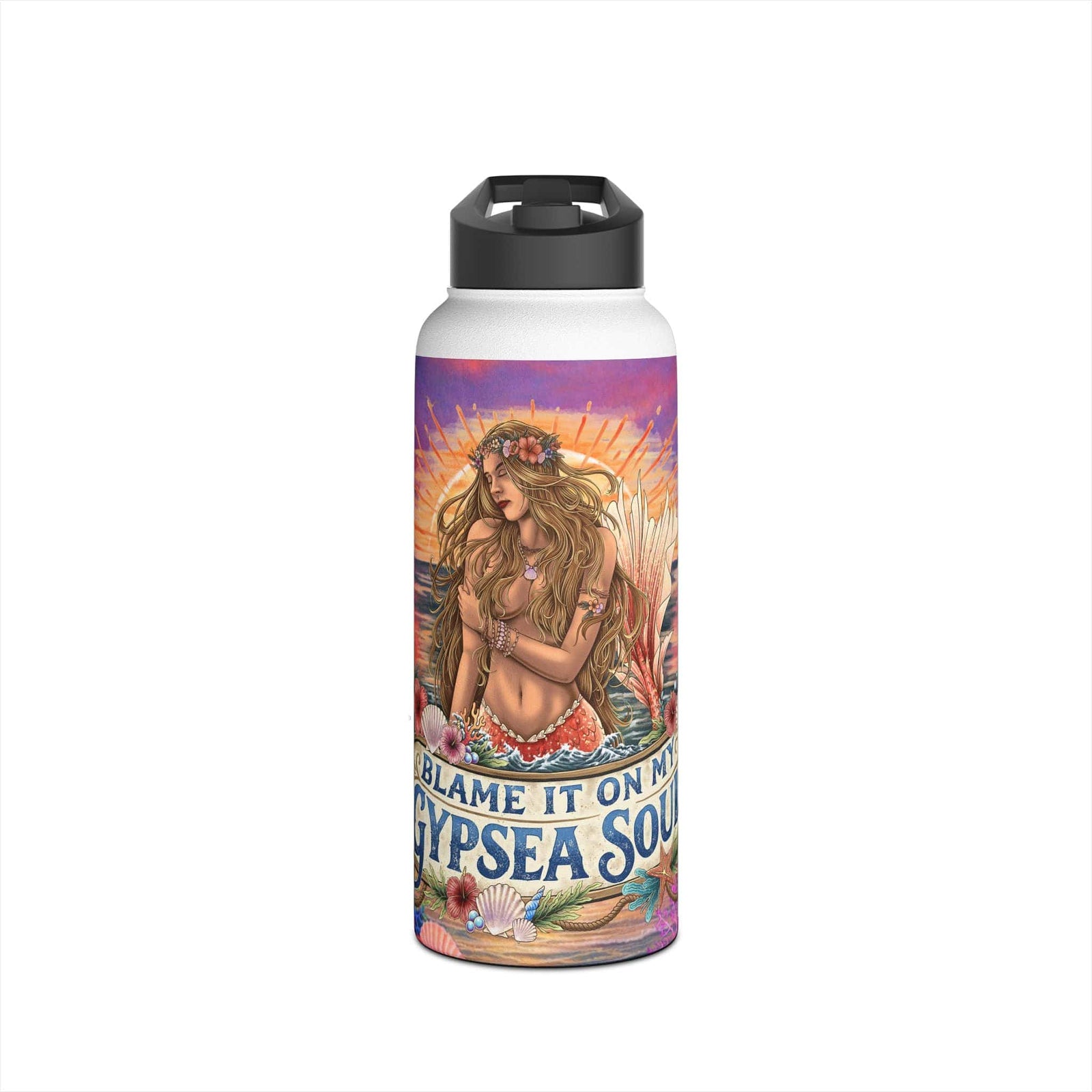 Printify Blame It on My Gypsea Soul 32oz Stainless Steel Water Bottle 32oz / White 17899690940951238162