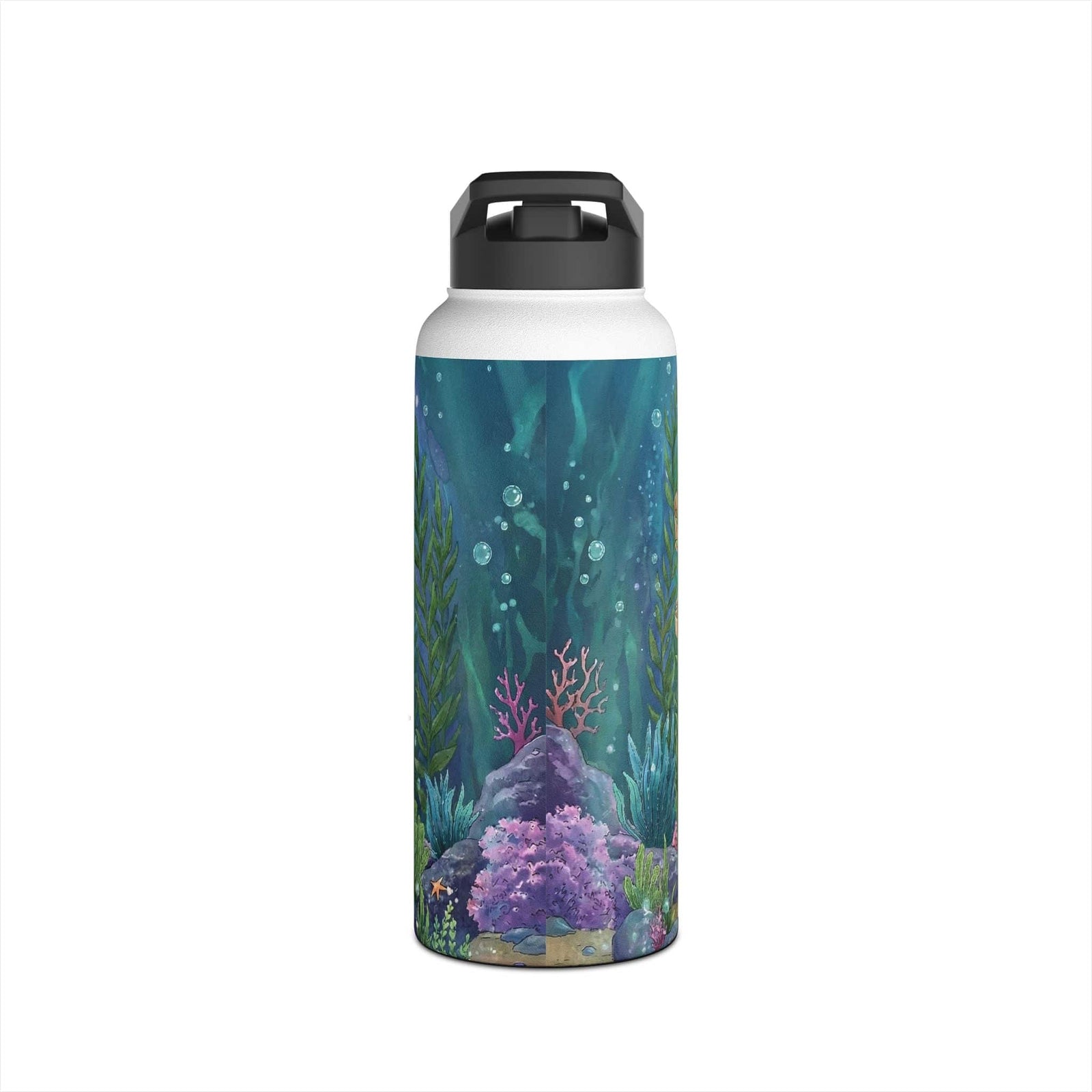 Printify Bookish Mermaid 32 oz Water Bottle 32oz / White 28483974678072935321
