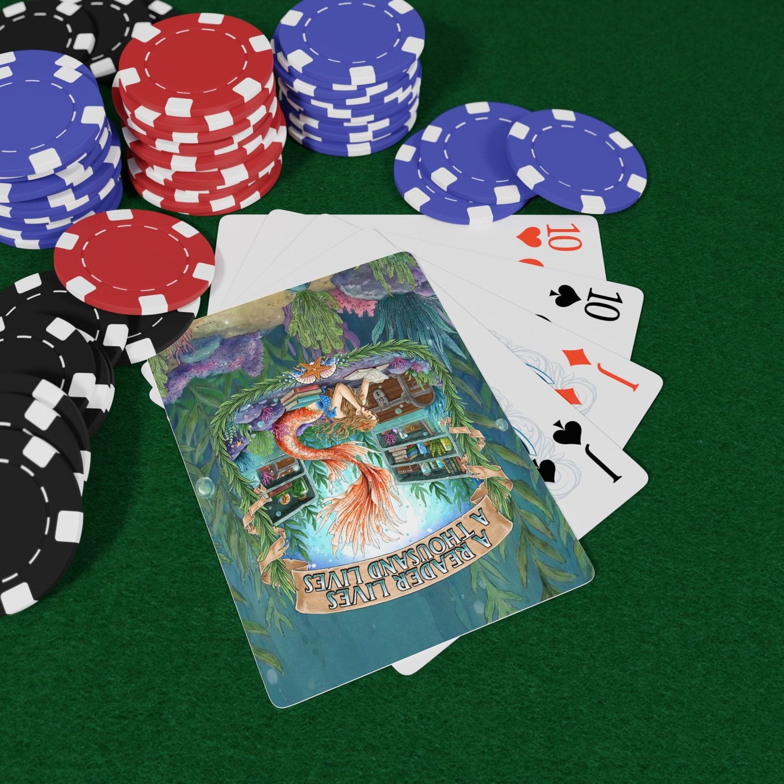 Printify Bookish Mermaid Playing Cards 2.5" x 3.5" 33987463569805861672