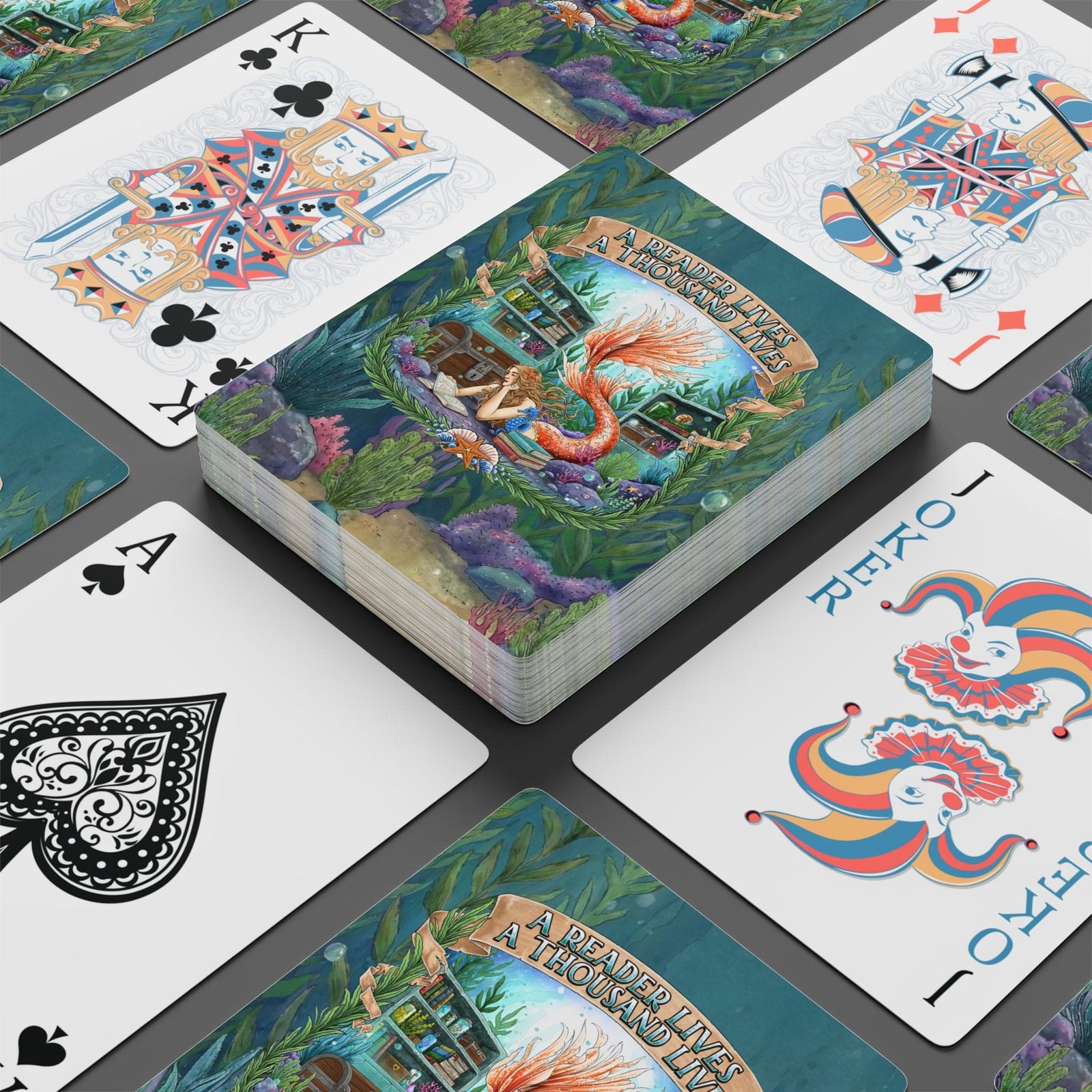 Printify Bookish Mermaid Playing Cards 2.5" x 3.5" 33987463569805861672