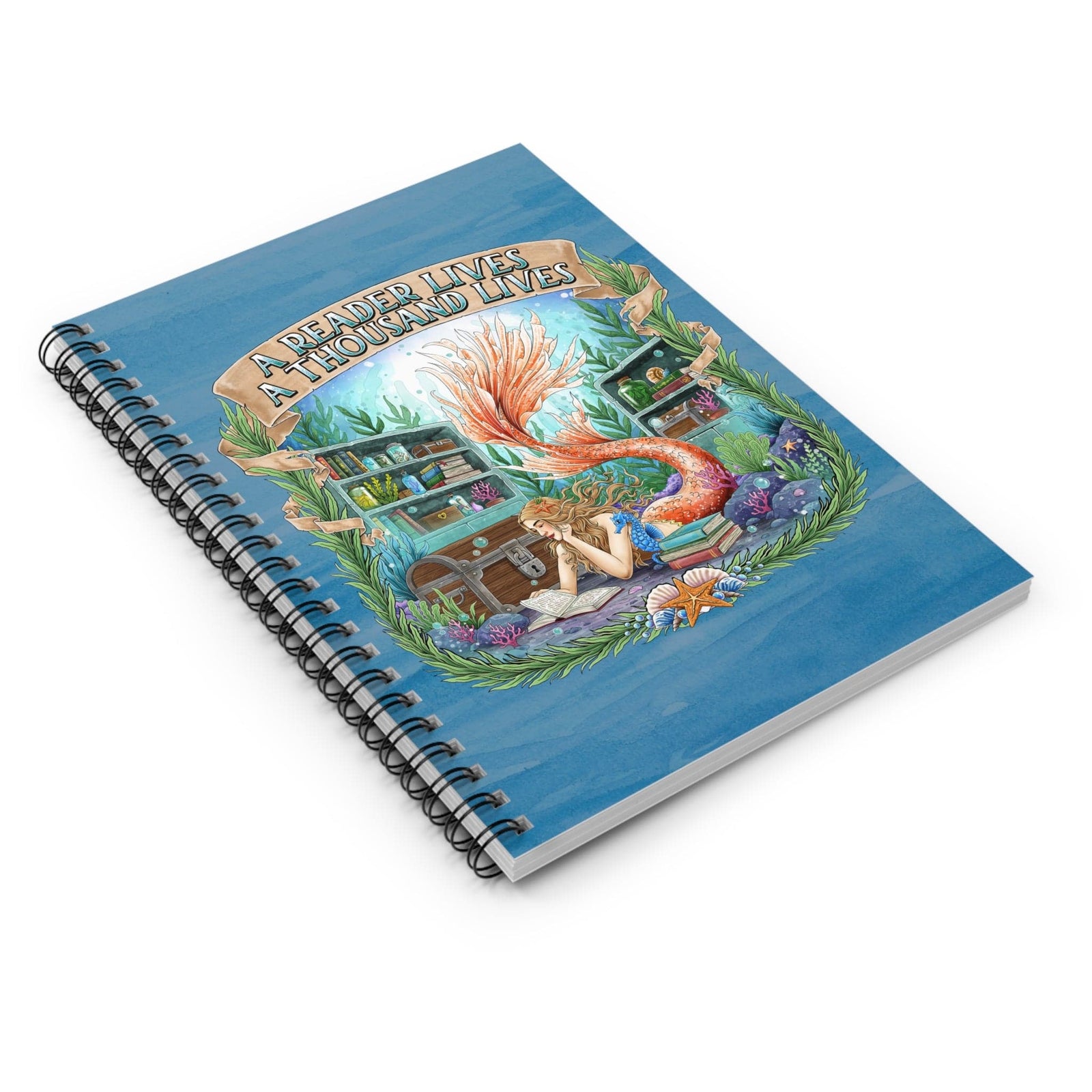 Printify Bookish Mermaid Reader Notebook One Size 33734253625663380908