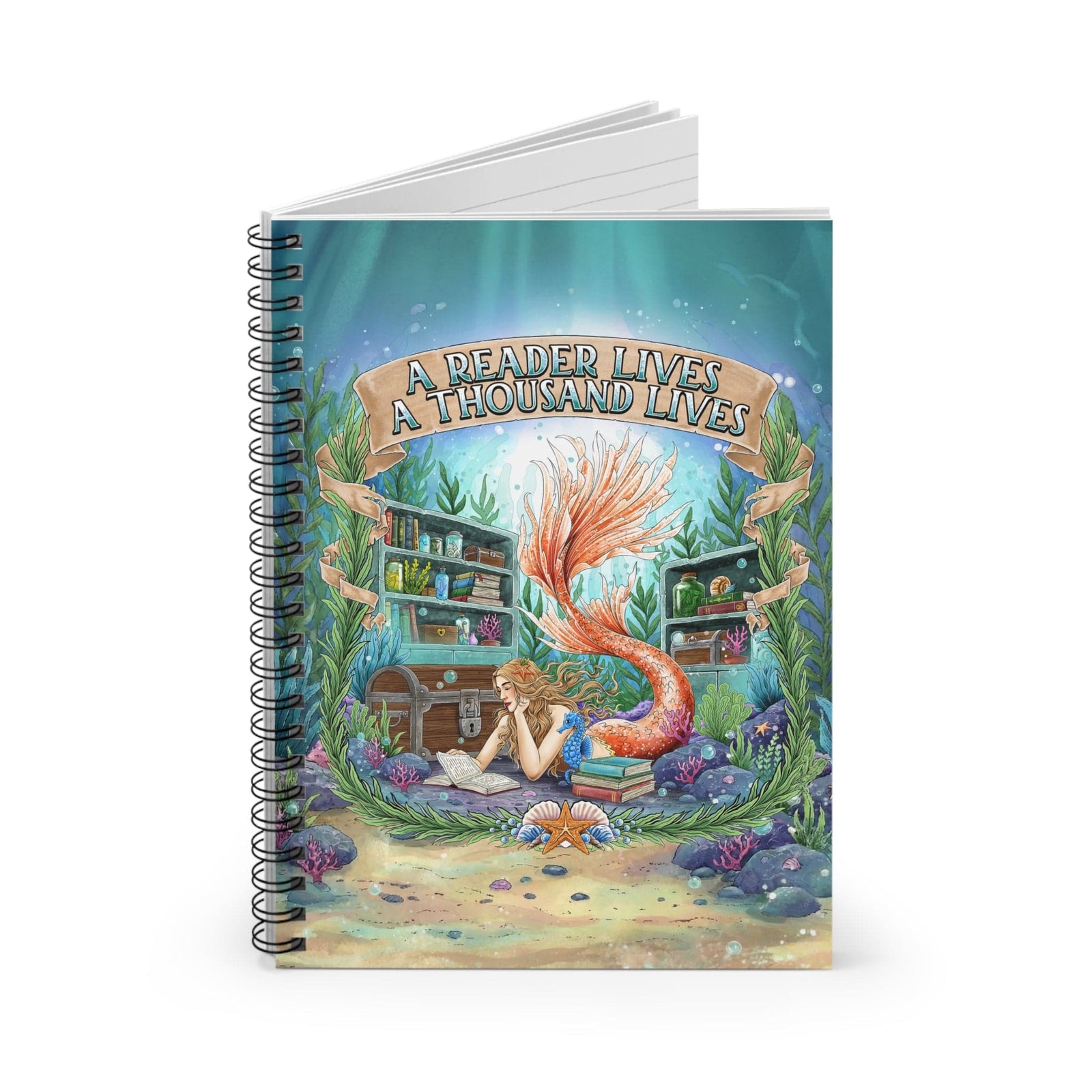 Printify Bookish Mermaid Reader Notebook One Size 33734253625663380908