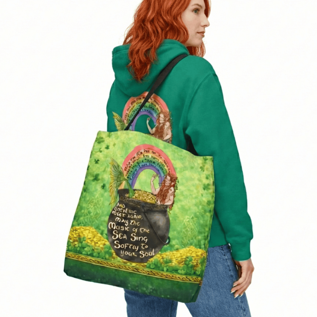Printify Celtic Mermaid Tote Bag 18" × 18'' / Black 11279903836194759233