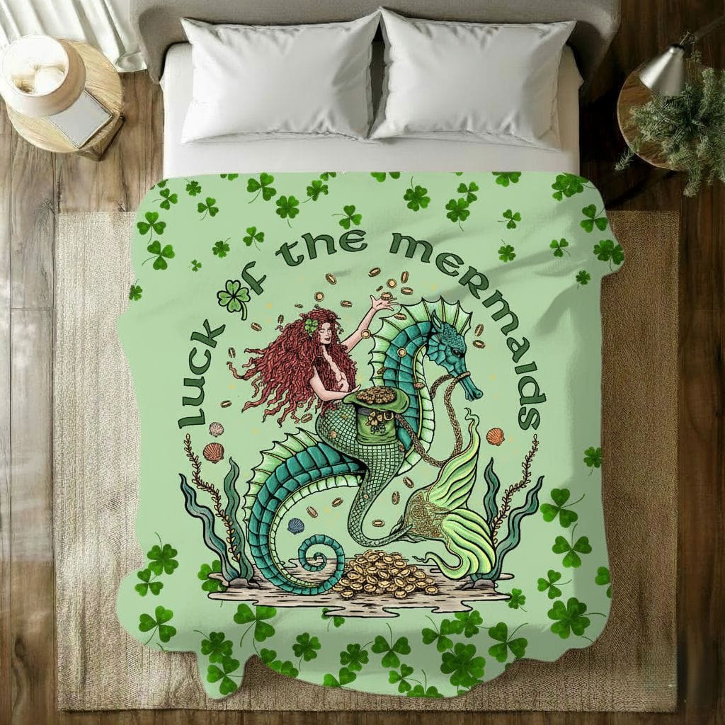 Printify Luck Of The Mermaids Plush Blanket