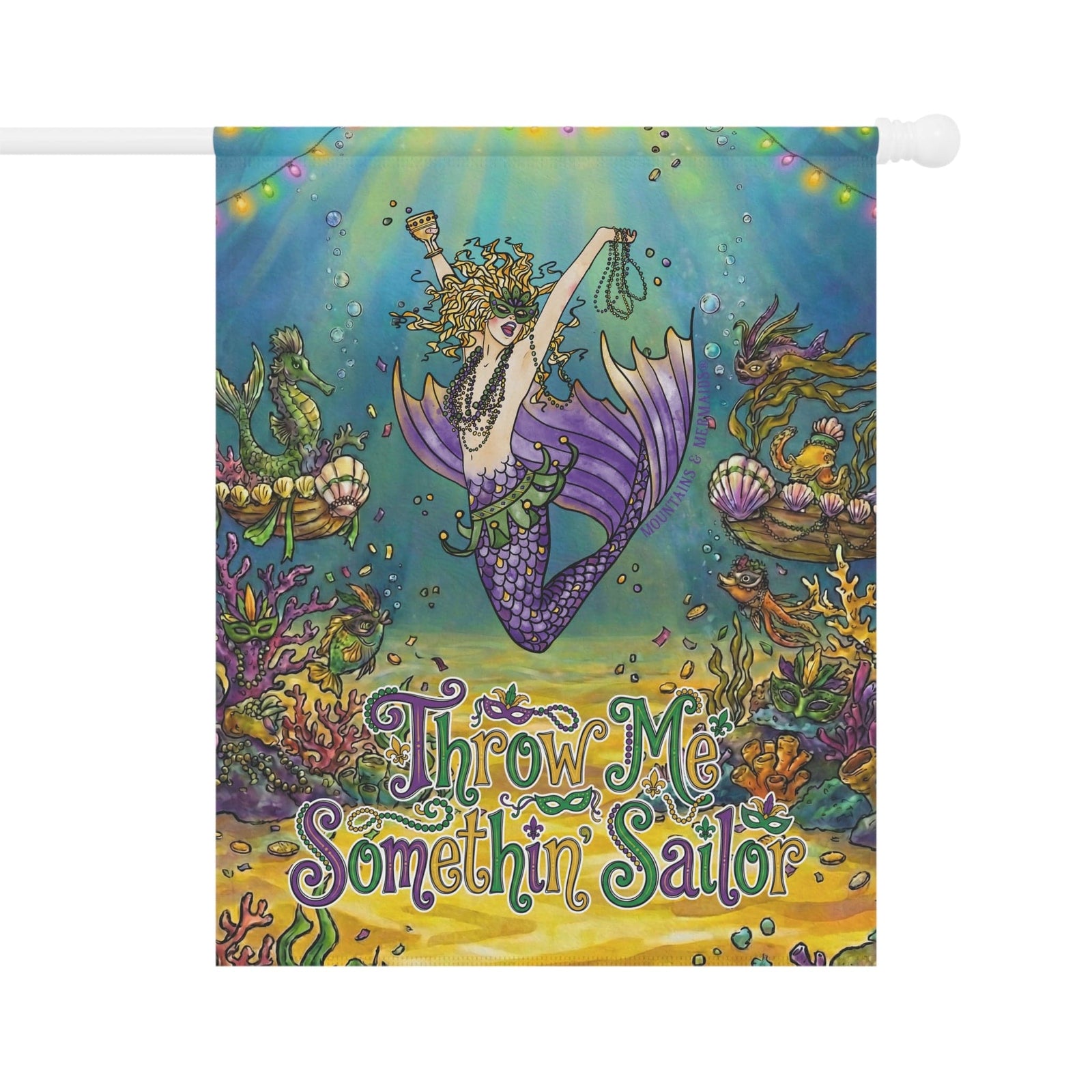 Printify Mardi Gras Mermaid House Flag 24.5'' × 32'' 28782196860441864157