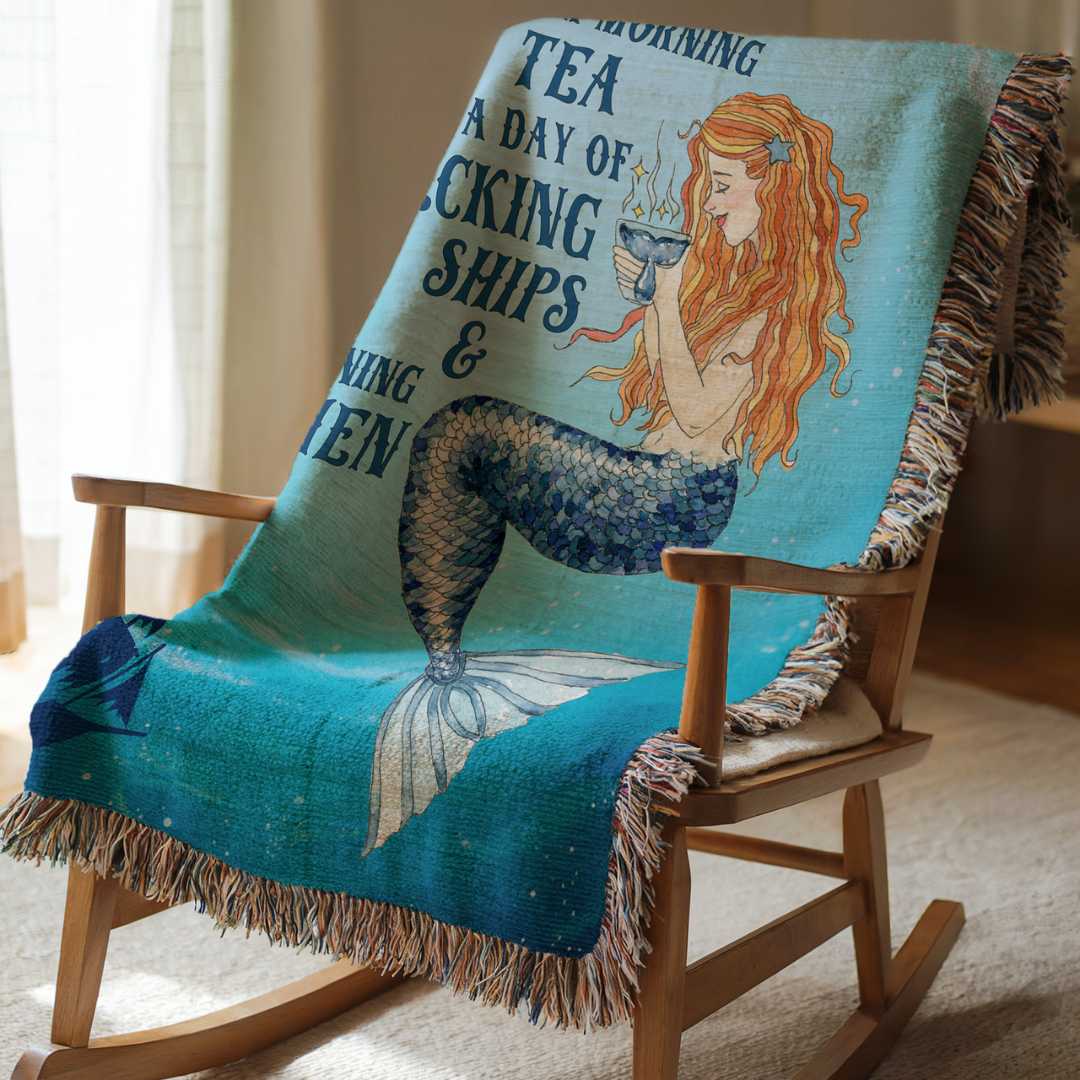 Printify Mermaid Brew Tea Woven Blanket