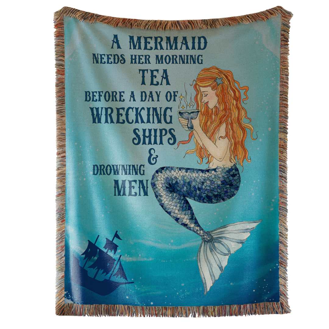 Printify Mermaid Brew Tea Woven Blanket