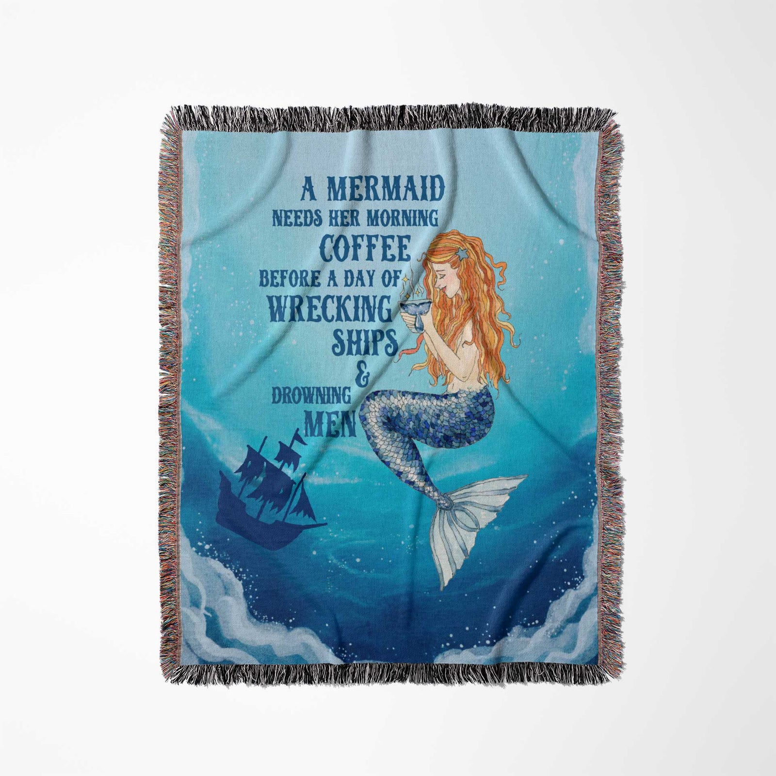 Printify Mermaid Brew Woven Blanket