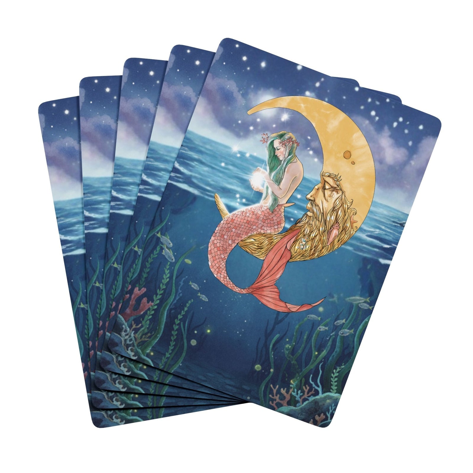Printify Mermaid In The Moon Playing Cards 2.5" x 3.5" 34022091453645108874