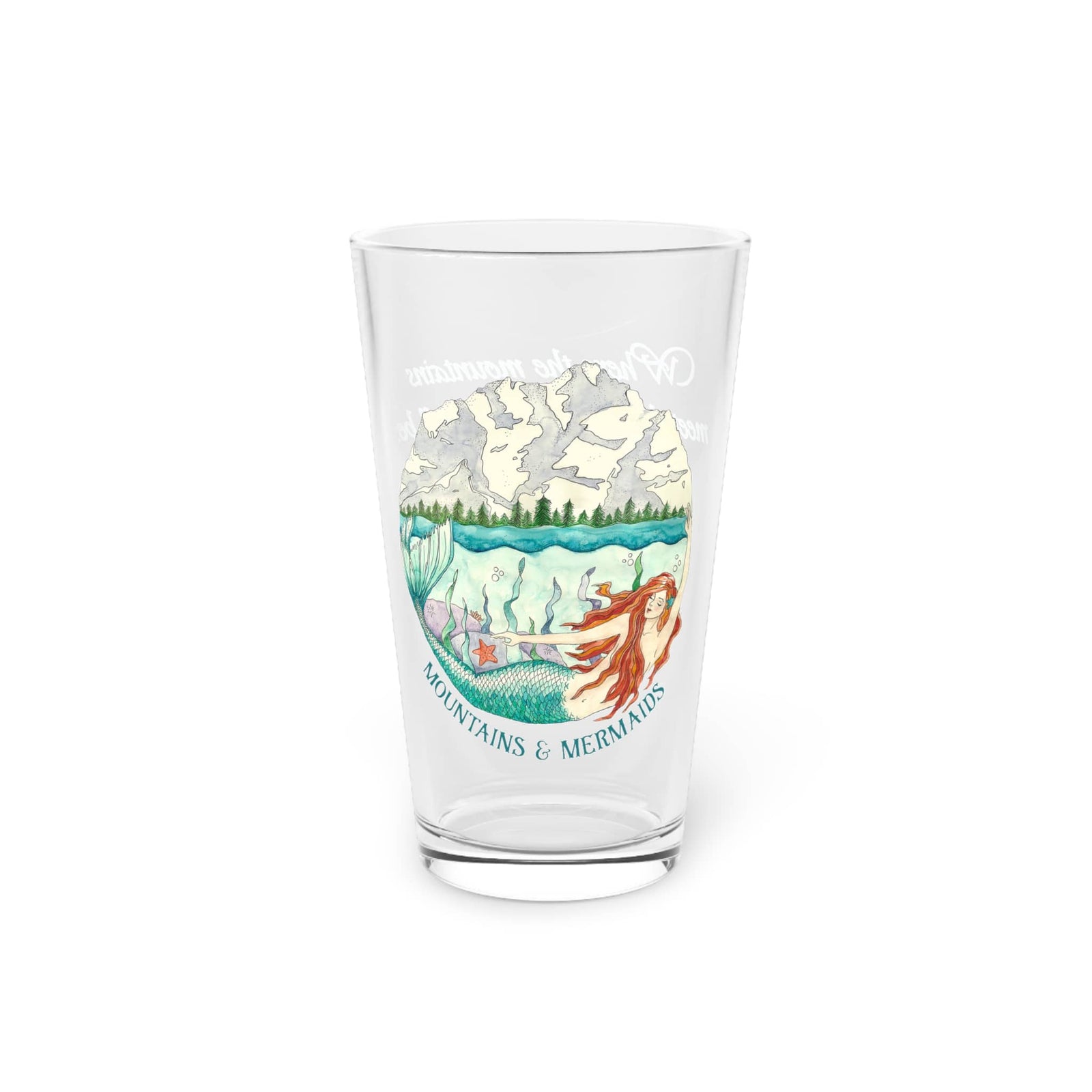 Printify Mountain Mermaid, Pint Glass, 16oz 16oz 11944268195363503246