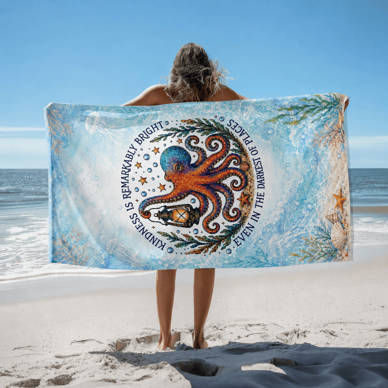 Printify Remarkably Kind Beach Towel 36" × 72" 33954487349336783423