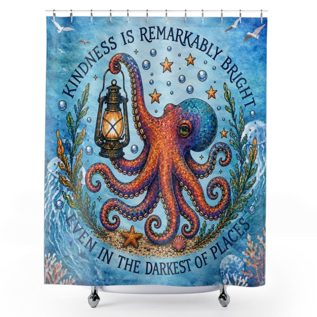 Printify Remarkably Kind Octopus Shower Curtain 71" × 74" 10329675844143374873
