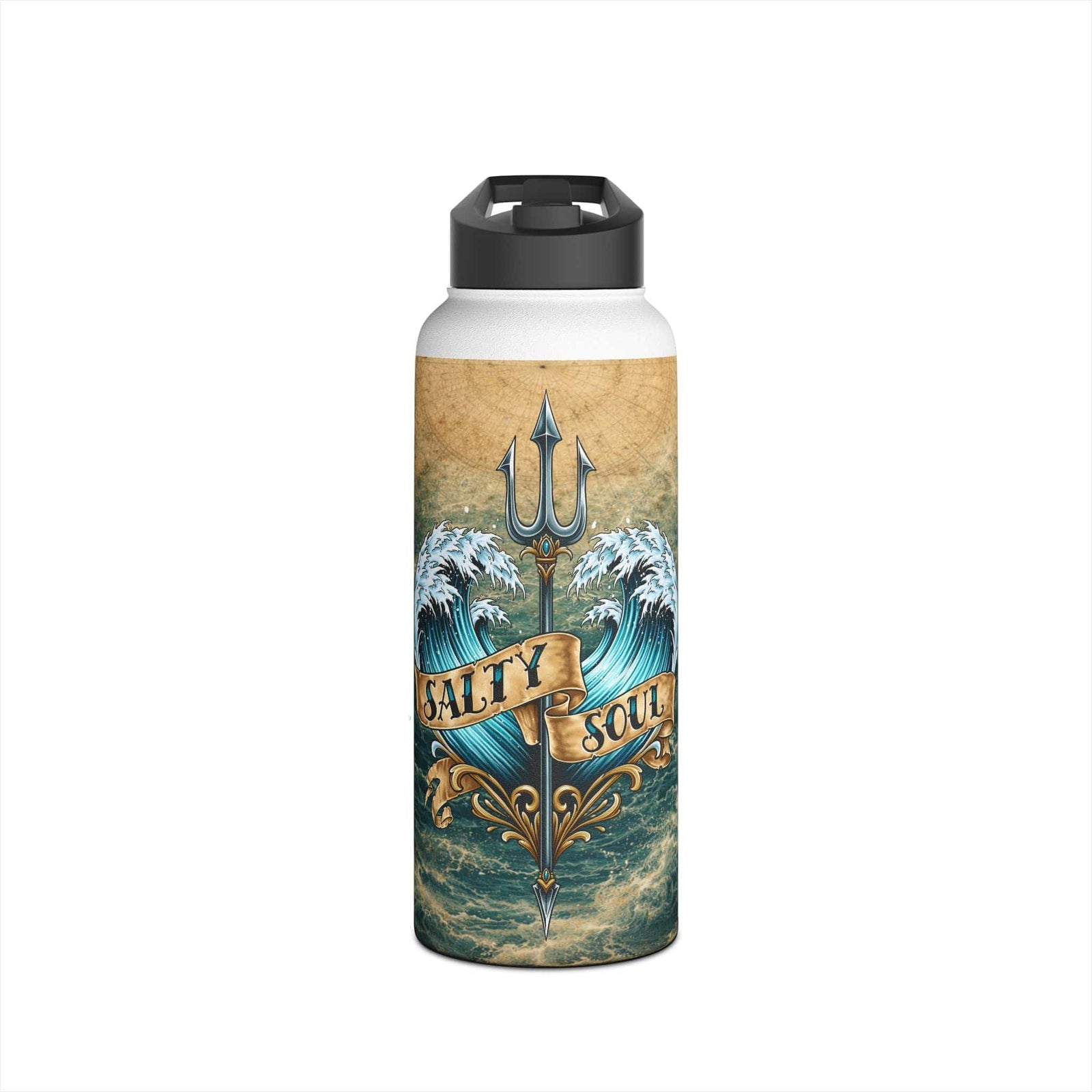 Printify Salty Soul Stainless Steel Water Bottle 32oz / White 11167795651348247443