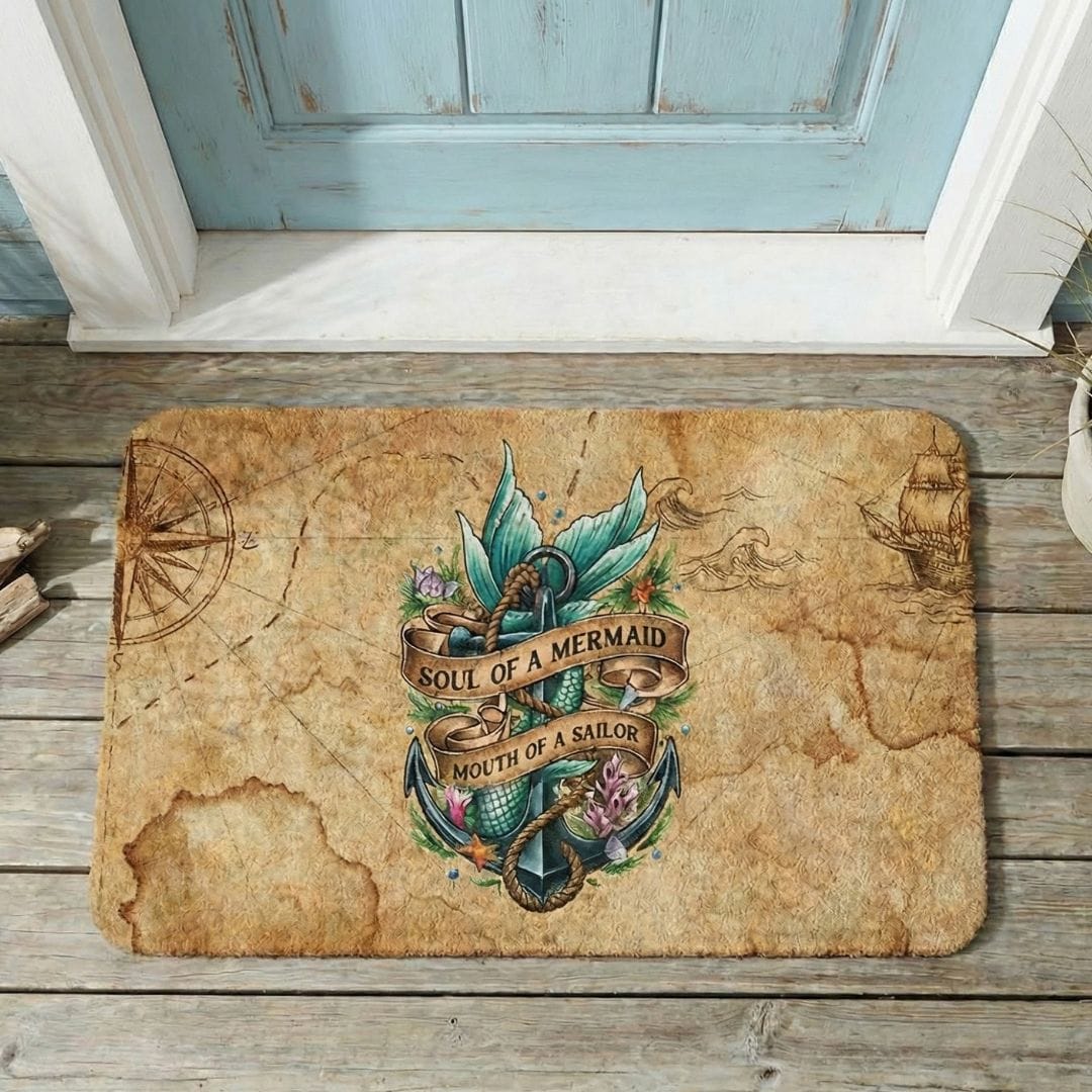 Printify Soul of a Mermaid, Mouth of a Sailor Doormat 18'' × 30'' 11047839911390070873