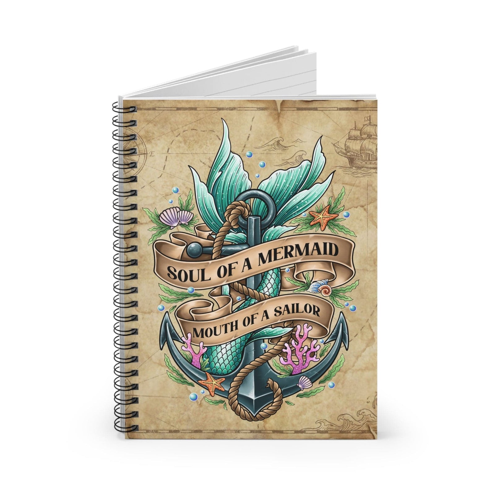 Printify Soul of a Mermaid, Mouth of a Sailor Notebook One Size 13601037486273287706